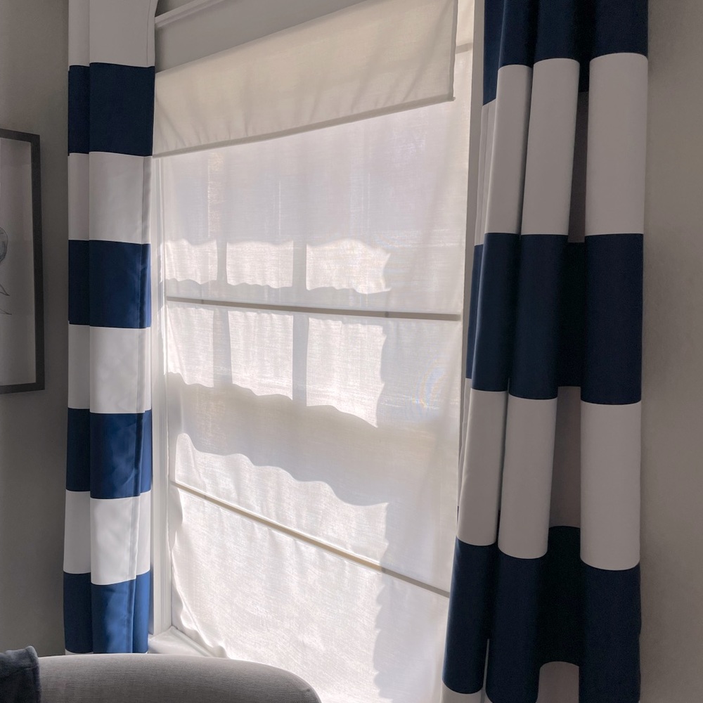 Chicology Cordless Roman Shade in Mountain Snow White.  New in box. 39” x 64”